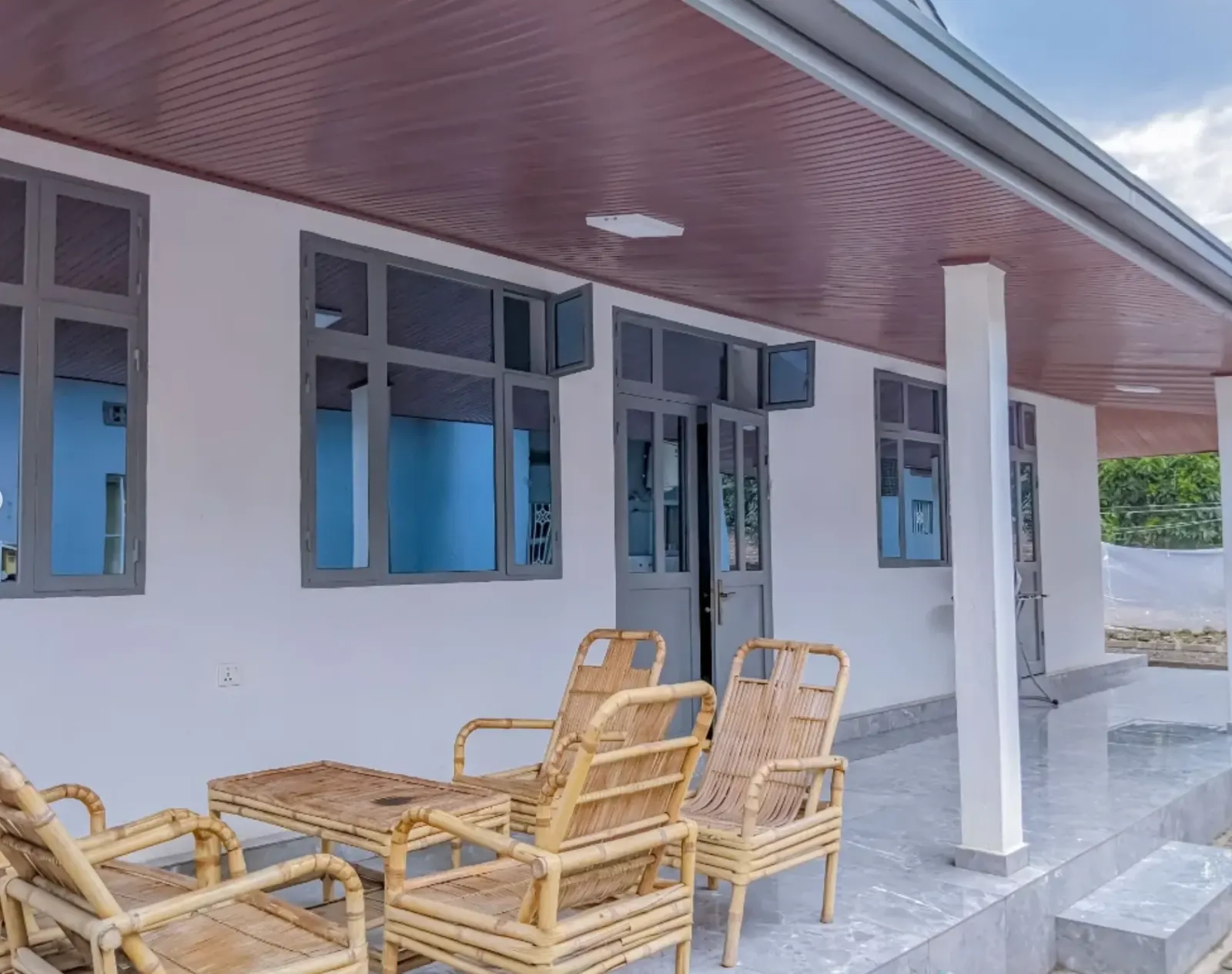 The veranda, with bamboo chairs