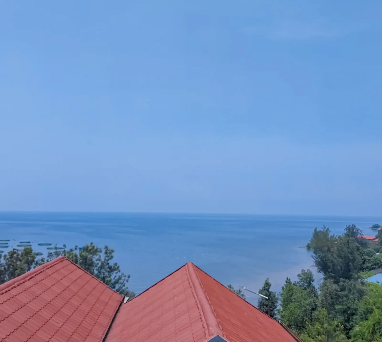 Lake Kivu from the terrace, over the rooftops